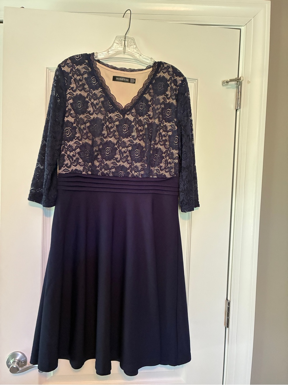 Navy Lace Fit-and-Flare Dress